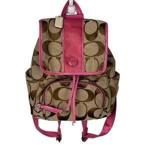 COACH Signature Stripe Khaki Backpack